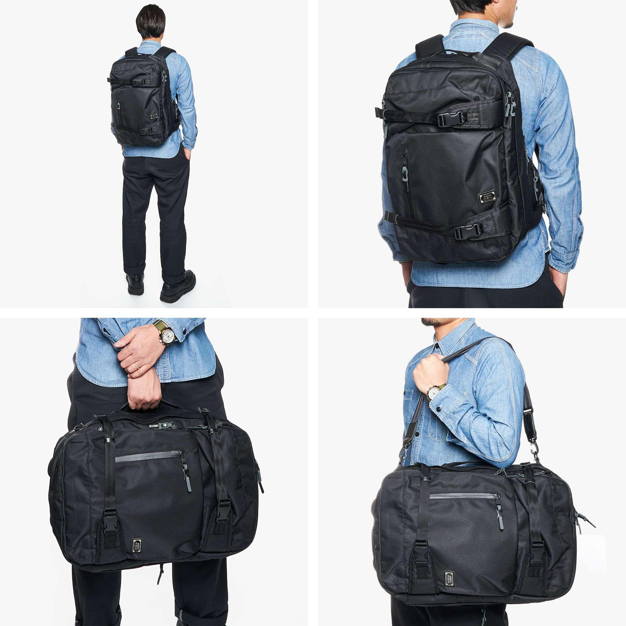 CORDURA DOBBY 305D 3WAY BACK PACK sizeM/BLACKコーデュラドビー305D 3WAY バックパック