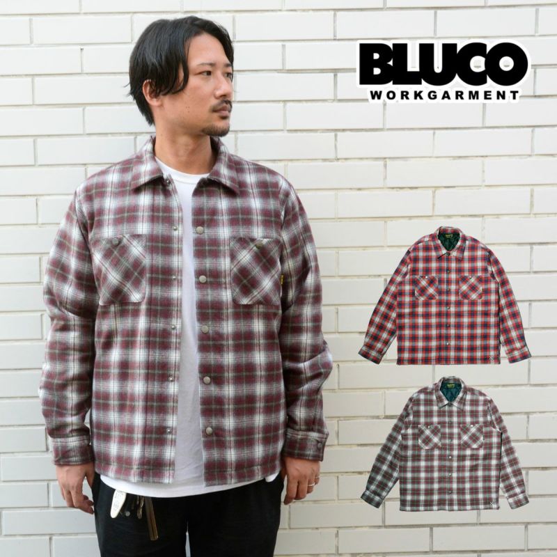 35％割引ホワイト系,L衝撃特価 BLUCO(ブルコ) キルティングシャツジャケット 長袖ワークシャツ Lサイズ シャツ  メンズホワイト系L-TIAMER.COM