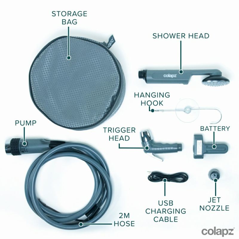 COLAPZ コラプズ 12v Portable Rechargeable Travel Shower (3in1) ポータブルシャワー