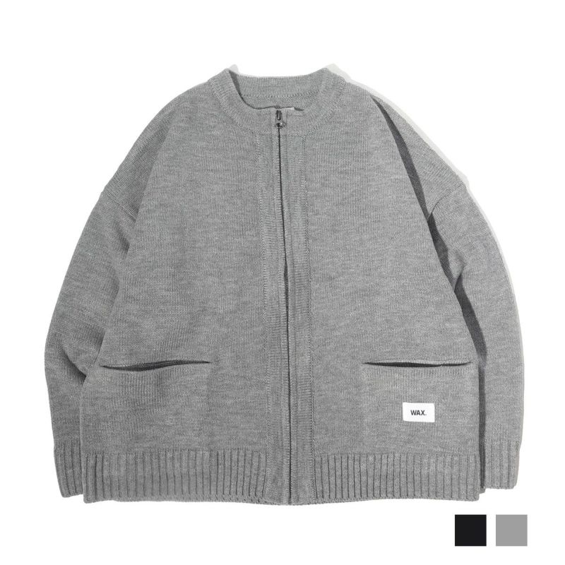 WAX ワックス Zip up crew neck cardigan ジップアップクルーネック